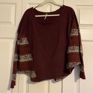 ✨HP✨ Free People Maroon Beautiful Sinner Dolman Sleeve  Oversized Knit Sweater